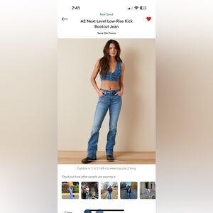 American Eagle Outfitters Next Level Low-Rise Kick Bootcut Jeans - Blue